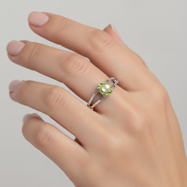 Green Amethyst Ring Oval Cut 1.25 Ct 925 Sterling Silver Gift for Her Boho Style