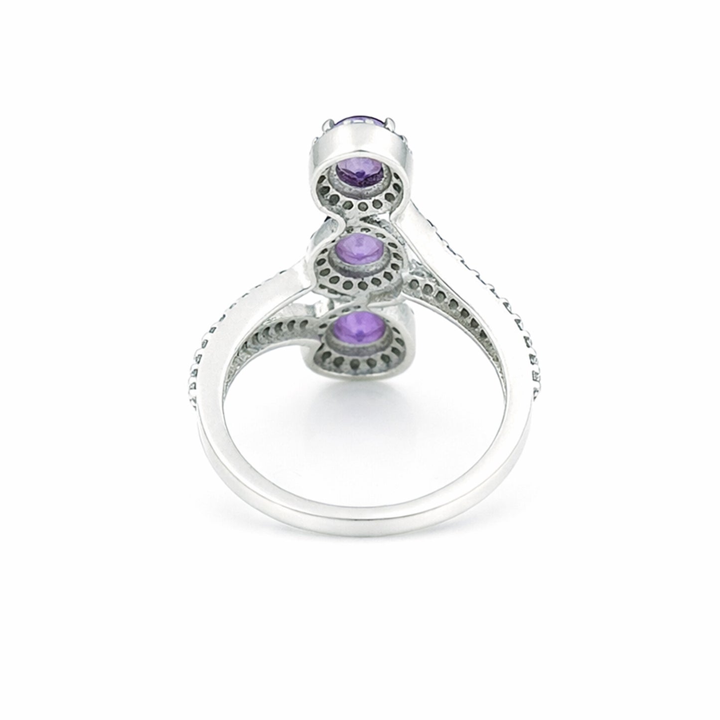 Purple Amethyst Ring Round Cut 3.25 Ct 925 Sterling Silver Gift for Her