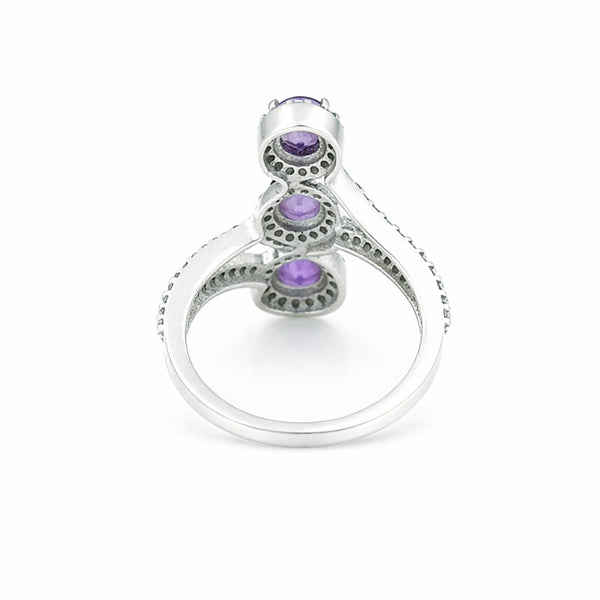 Purple Amethyst Ring Round Cut 3.25 Ct 925 Sterling Silver Gift for Her