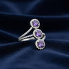 Purple Amethyst Ring Round Cut 3.25 Ct 925 Sterling Silver Gift for Her
