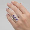 Purple Amethyst Ring Round Cut 3.25 Ct 925 Sterling Silver Gift for Her