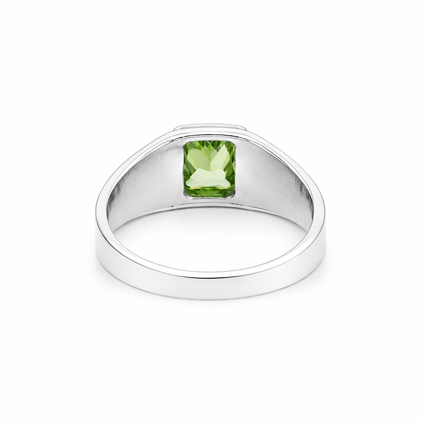 Emerald Cut Green Amethyst Ring Women in 925 Sterling Silver for Her Chic Design