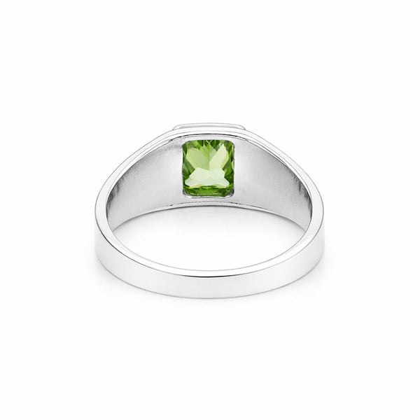 Emerald Cut Green Amethyst Ring Women in 925 Sterling Silver for Her Chic Design