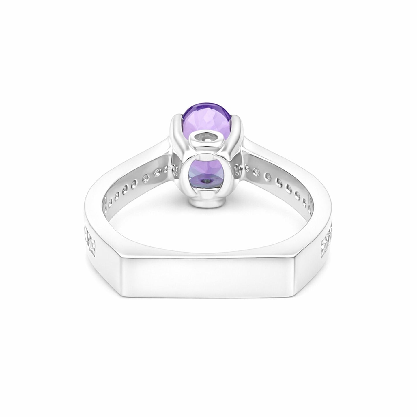 Fine Jewelry Purple Amethyst Ring Oval Cut in 925 Sterling Silver for Wedding
