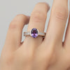Fine Jewelry Purple Amethyst Ring Oval Cut in 925 Sterling Silver for Wedding