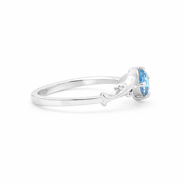 Blue Aquamarine Round Ring Set in 925 Sterling Silver for Her Luxury Style