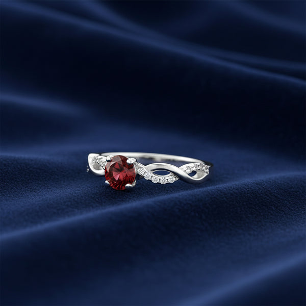 Red Garnet 2.28 Ct Ring in 925 Sterling Silver Handmade for Women Elegant Look