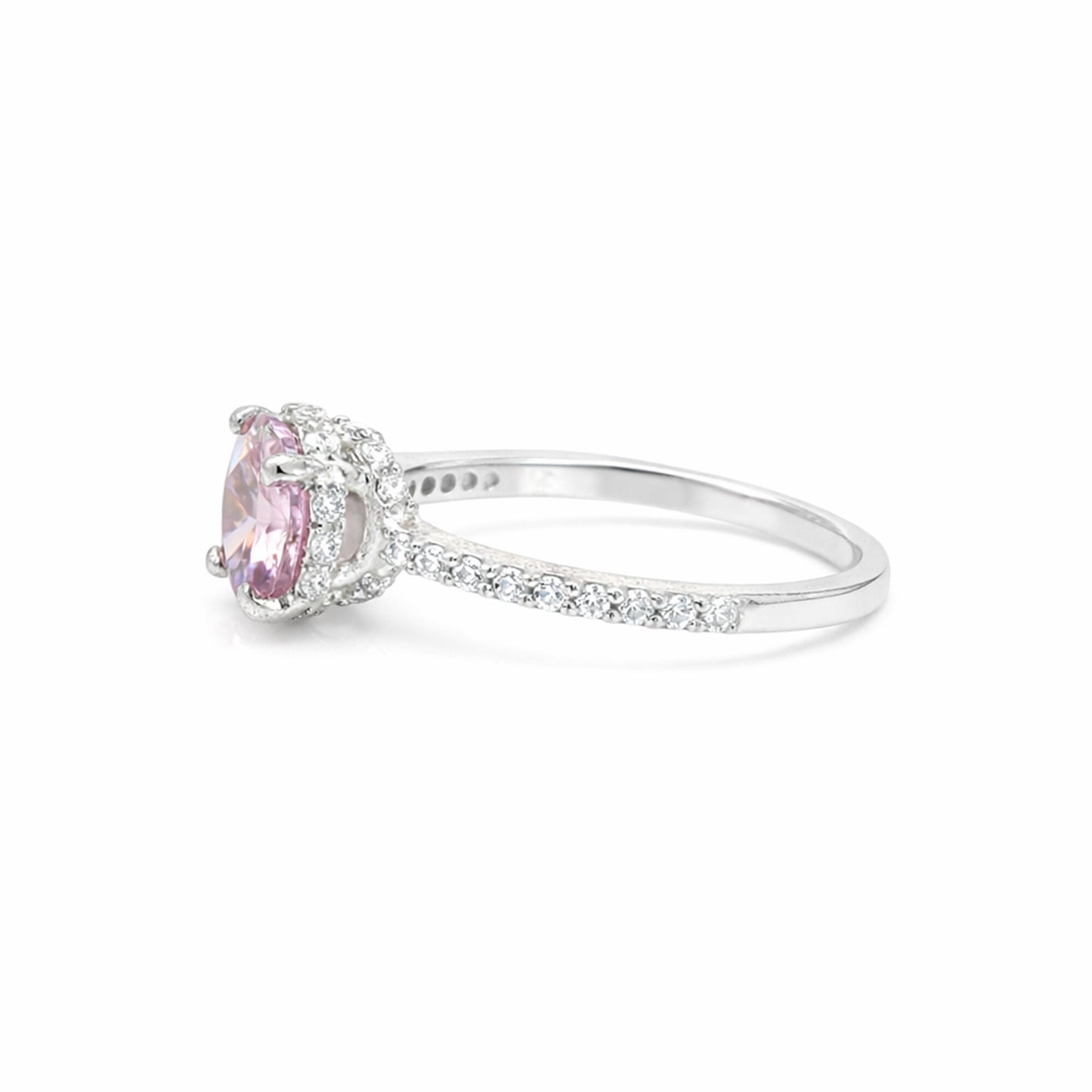 925 Sterling Silver Pink Kunzite Round Cut Ring for Women Everyday Wear