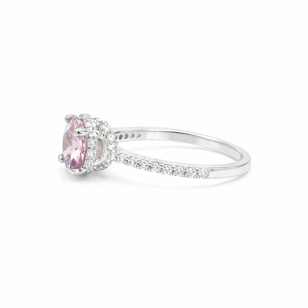 925 Sterling Silver Pink Kunzite Round Cut Ring for Women Everyday Wear