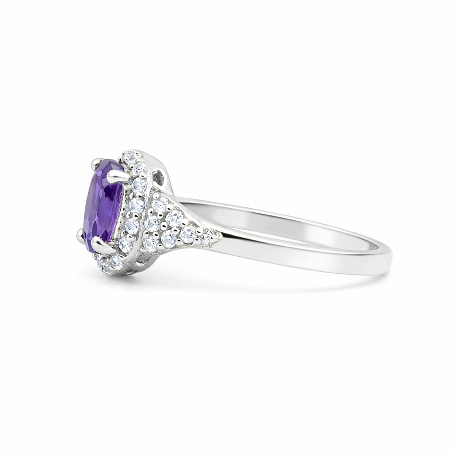 Cocktail Oval Cut Purple Amethyst Ring in 925 Sterling Silver Gift for Her