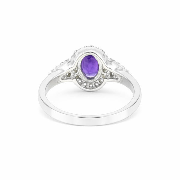 Cocktail Oval Cut Purple Amethyst Ring in 925 Sterling Silver Gift for Her