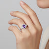 Cocktail Oval Cut Purple Amethyst Ring in 925 Sterling Silver Gift for Her