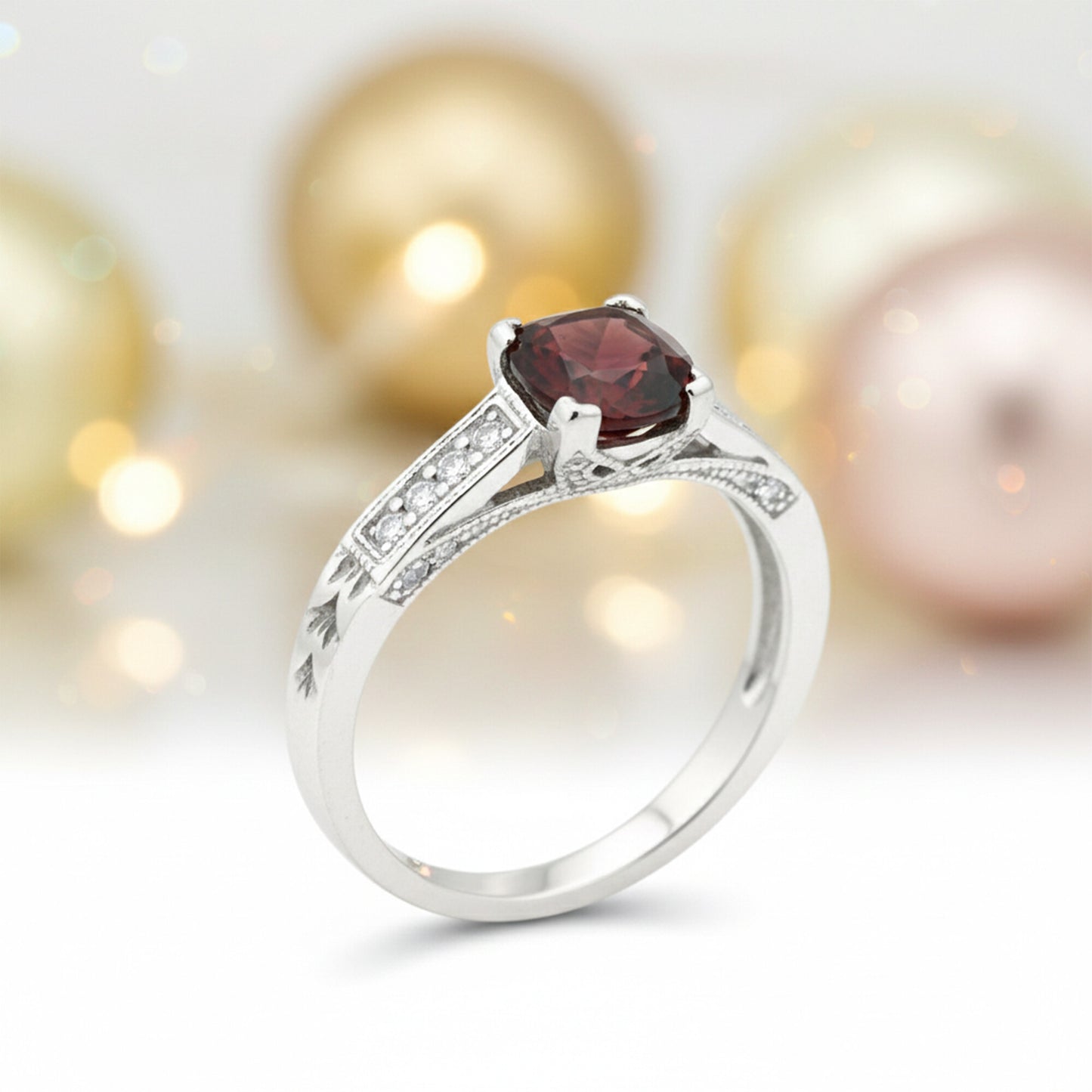 Cushion Red Garnet Ring Crafted in 925 Sterling Silver for Her Trendy Pick