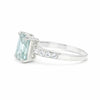 Everyday Wear Blue Aquamarine Emerald Ring in 925 Sterling Silver for Wedding