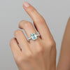 Everyday Wear Blue Aquamarine Emerald Ring in 925 Sterling Silver for Wedding