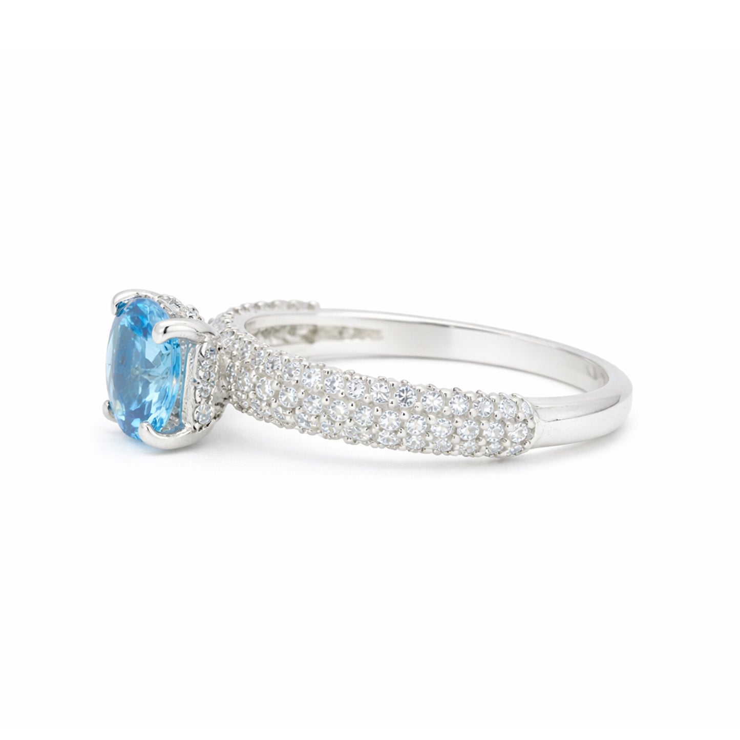 Certified Blue Aquamarine 2.55 Ct Round Cut Ring 925 Sterling Silver for Wedding