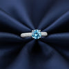 Certified Blue Aquamarine 2.55 Ct Round Cut Ring 925 Sterling Silver for Wedding