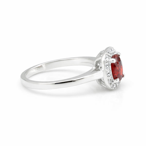 Certified Jewelry Round Cut Red Garnet Ring in 925 Sterling Silver Gift for Her