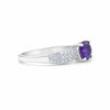 Statement Round Purple Amethyst Ring in 925 Sterling Silver for Women Boho Style
