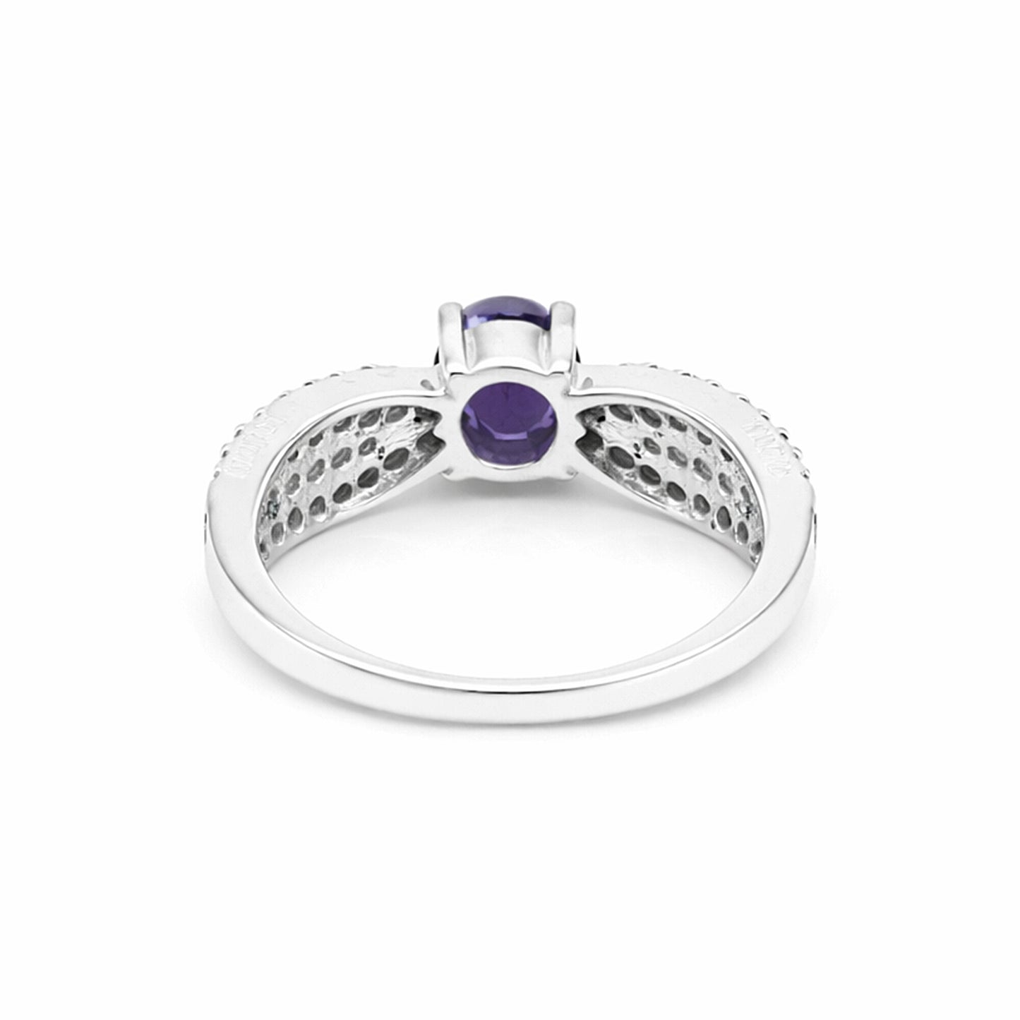 Statement Round Purple Amethyst Ring in 925 Sterling Silver for Women Boho Style