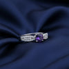 Statement Round Purple Amethyst Ring in 925 Sterling Silver for Women Boho Style