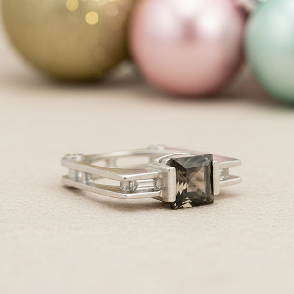 Brown Topaz Ring Princess Cut 4.50 Ct 925 Sterling Silver for Her Luxury Style