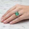 3.25 Ct Green Emerald Cushion Ring in 925 Sterling Silver for Wedding Boho Style