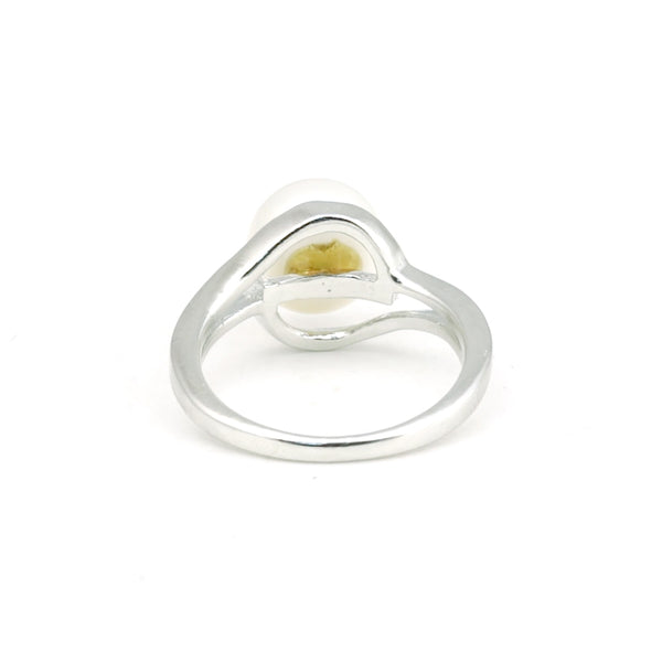 Designer White Pearl Ring Round Cut in 925 Sterling Silver for Engagement