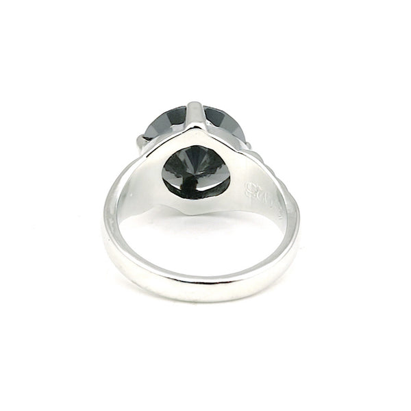 Black Moissanite Round Ring Set in 925 Sterling Silver for Her Classic Design