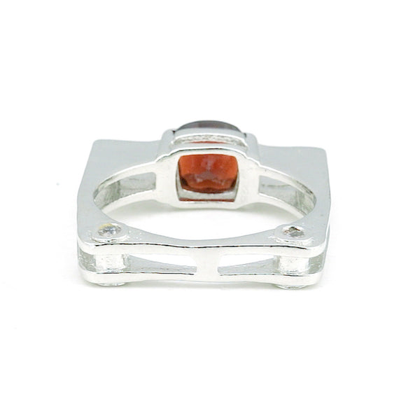 Princess Cut Garnet Ring in 925 Sterling Silver 1.25 Ct Red for Women Boho Style