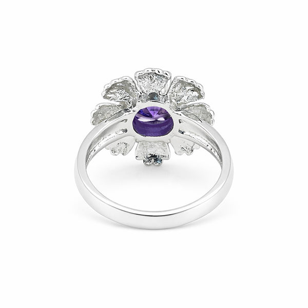 925 Sterling Silver Purple Amethyst Round Cut Ring for Women Solitaire Style