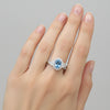 Oval Blue Aquamarine Gift for Her Ring in 925 Sterling Silver Vintage Style