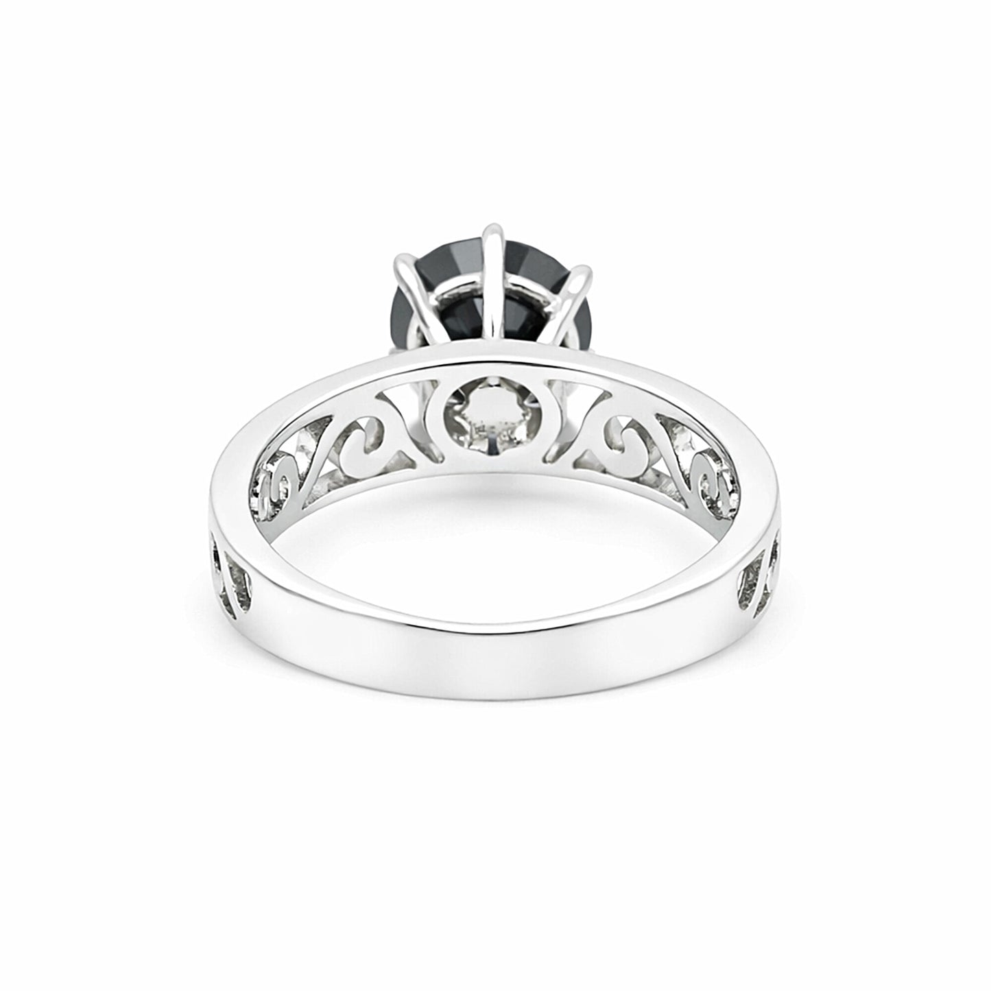 Black Moissanite Ring 2.64 Ct Round Cut 925 Sterling Silver Gift for Her