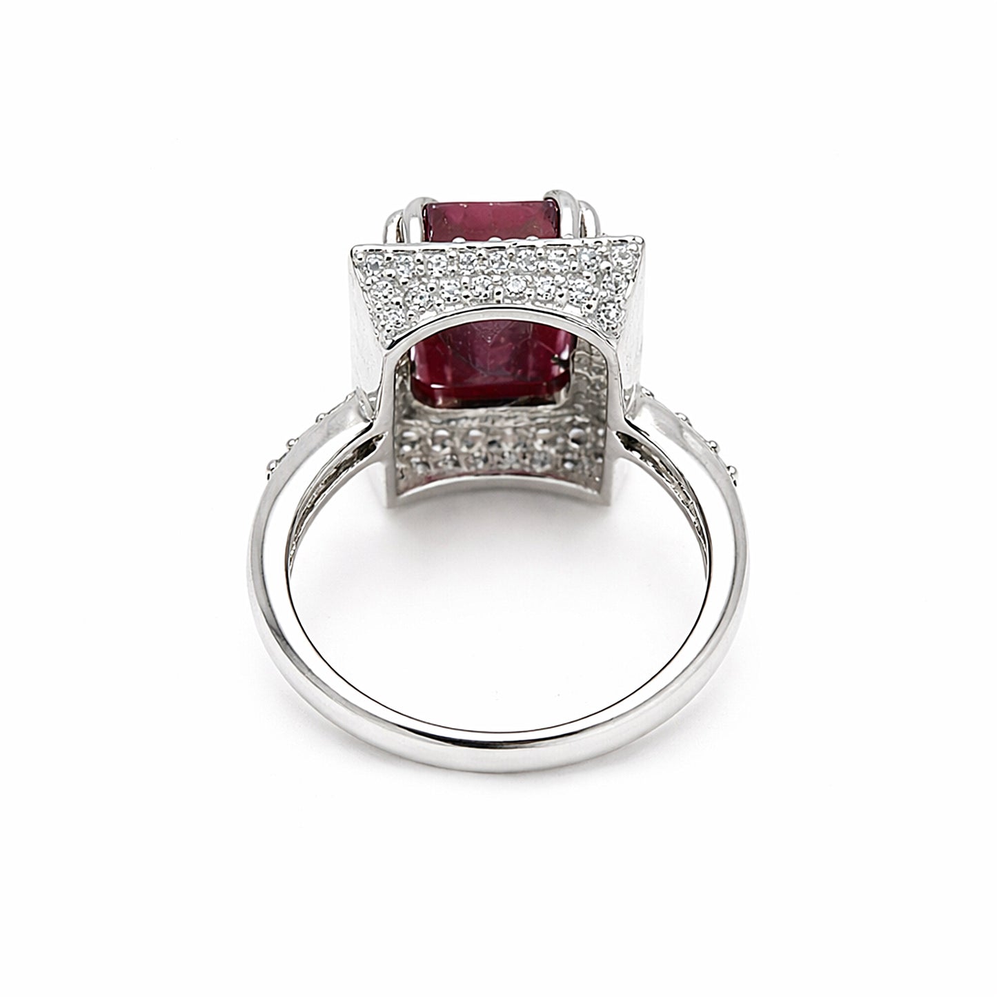 Emerald Cut Red Ruby 4.82 Ct Ring in 925 Sterling Silver for Women Chic Design