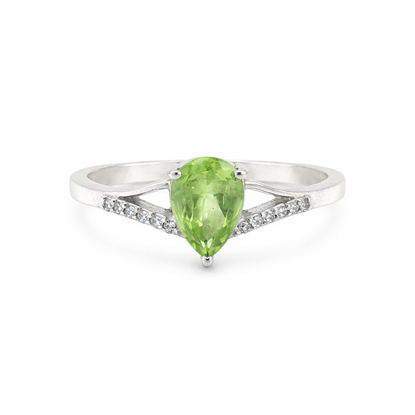 Jewelry Pear Cut Green Amethyst Ring in 925 Sterling Silver for Her Trendy Pick