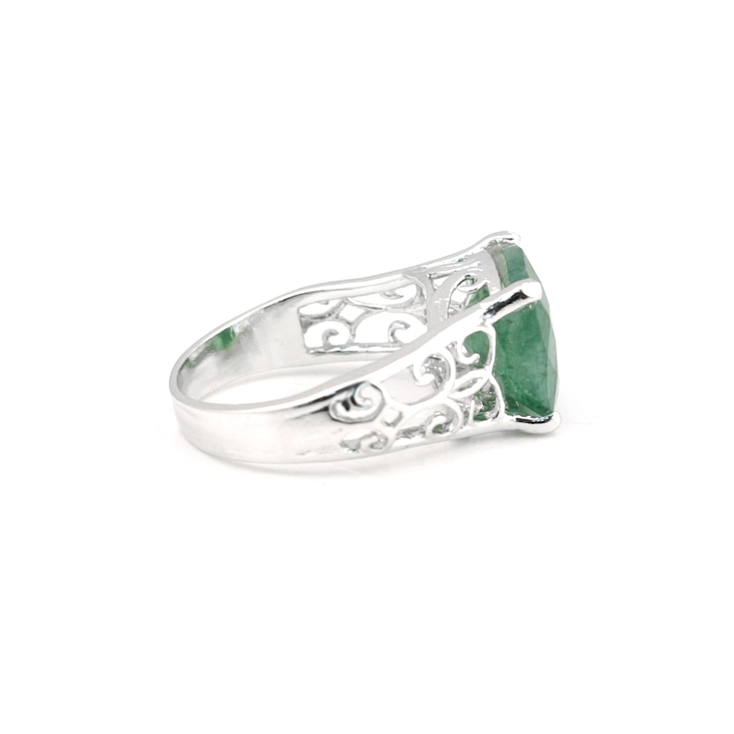 EGL Certified 3.20 Ct. Emerald Cushion Cut Ring 925 Sterling Silver Women Fine J