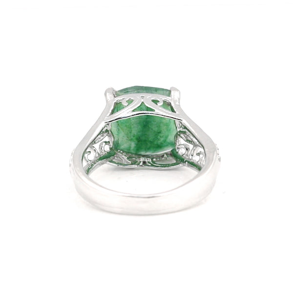 EGL Certified 3.20 Ct. Emerald Cushion Cut Ring 925 Sterling Silver Women Fine J