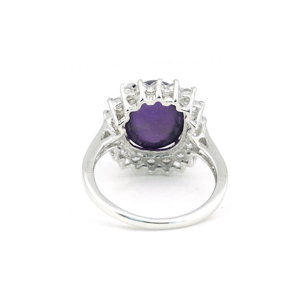 5.50 Ct. Purple Amethyst Ring Oval Cut 925 Sterling Silver Eternity Band Fine Gi