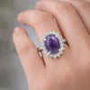 5.50 Ct. Purple Amethyst Ring Oval Cut 925 Sterling Silver Eternity Band Fine Gi