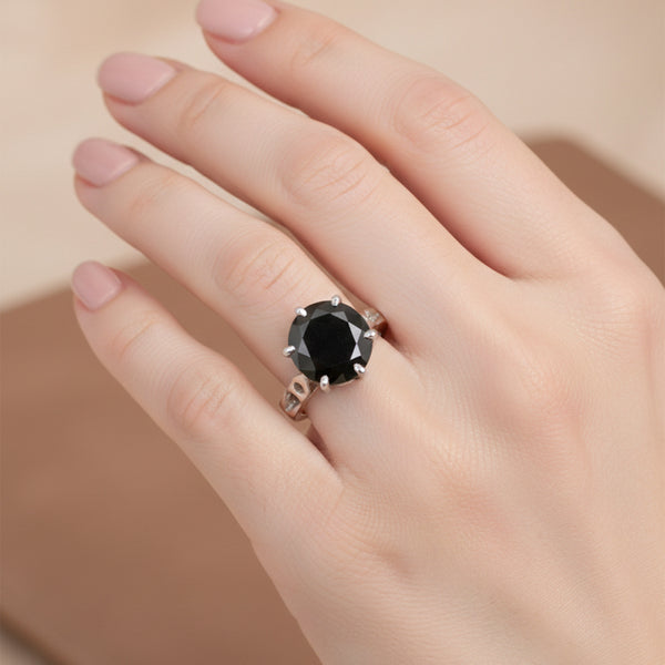 Moissanite Round Solitaire Gemstone Ring 3.30 Ct. 925 Sterling Silver Women Gift