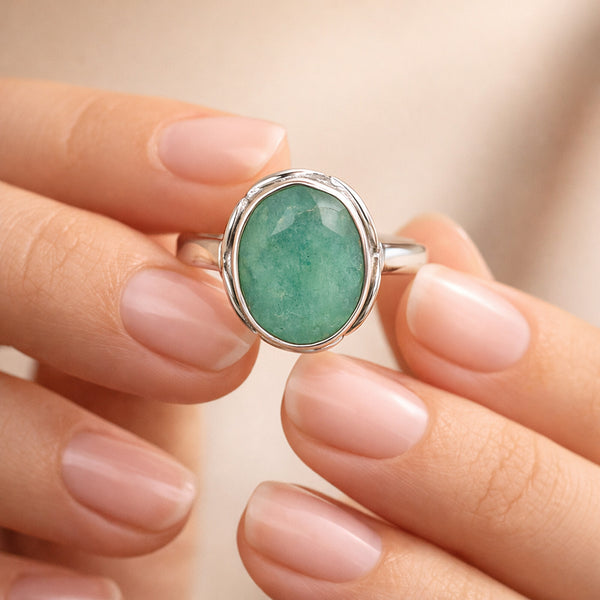 4.50 Ct. Emerald Oval Solitaire Ring 925 Sterling Silver Valentine's Day Fine Je