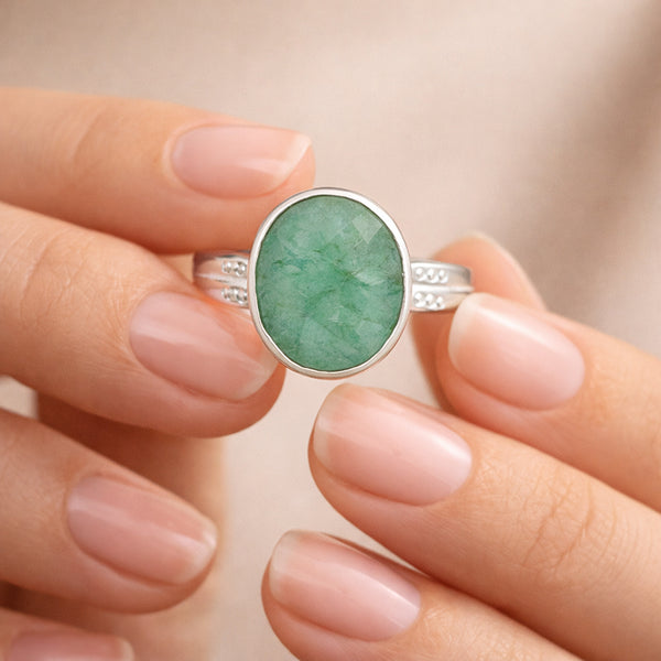 Emerald Oval Cut 5.50 Ct. Gemstone Ring 925 Sterling Silver Women Gift