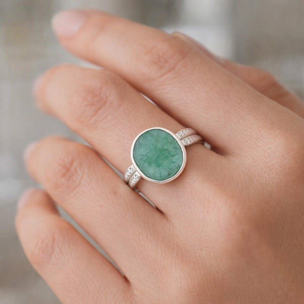 Emerald Oval Cut 5.50 Ct. Gemstone Ring 925 Sterling Silver Women Gift