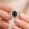 Blue Sapphire Solitaire Ring 6.50 Ct. Oval Cabochon Cut 925 Sterling Silver Stac