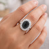 Blue Sapphire Solitaire Ring 6.50 Ct. Oval Cabochon Cut 925 Sterling Silver Stac
