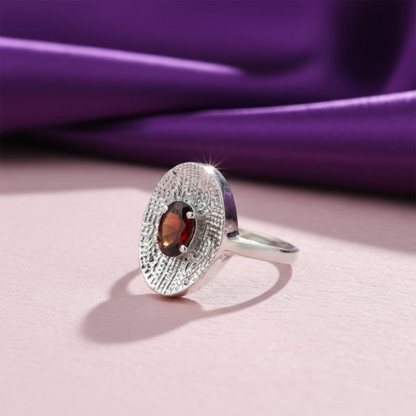 Red Garnet Oval Ring 2.00 Ct. 925 Sterling Silver Stackable Eternity Band Gift