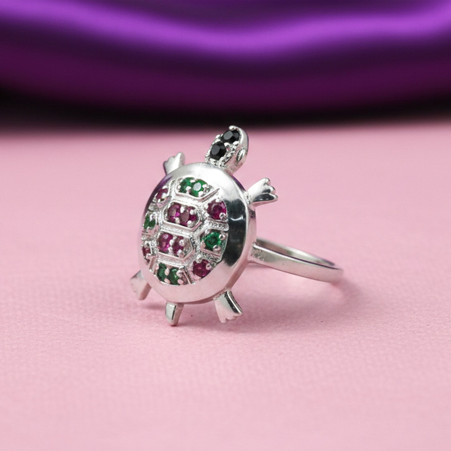 Emerald & Ruby Round Solitaire Ring 1.20 Ct. 925 Sterling Silver Anniversary Fin