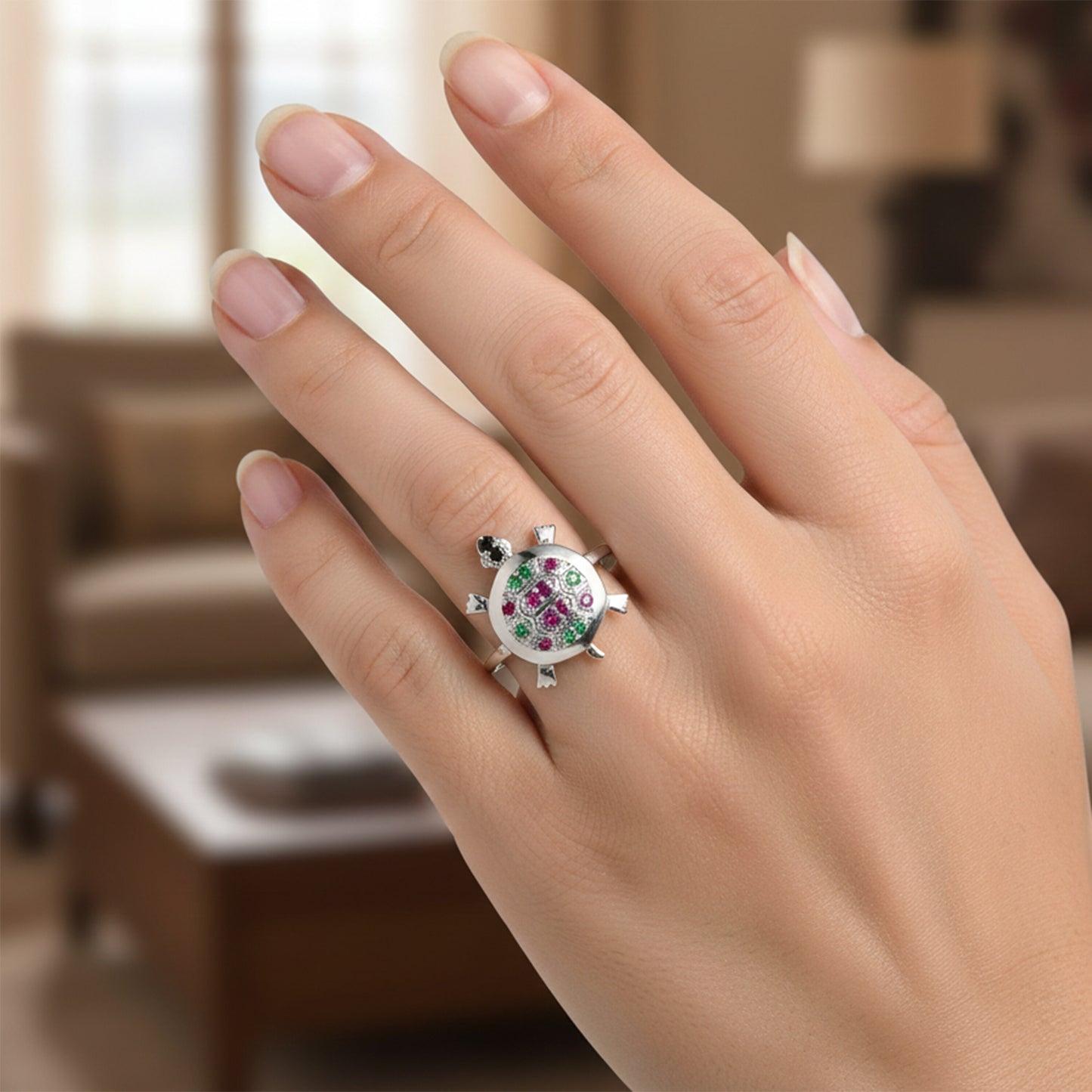 Emerald & Ruby Round Solitaire Ring 1.20 Ct. 925 Sterling Silver Anniversary Fin