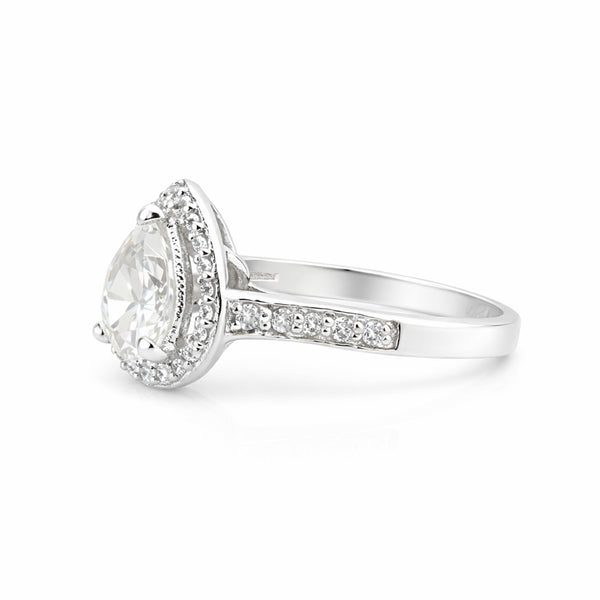 2.45 Ct. White Moissanite Ring Pear Cut 925 Sterling Silver Eternity Band Fine G