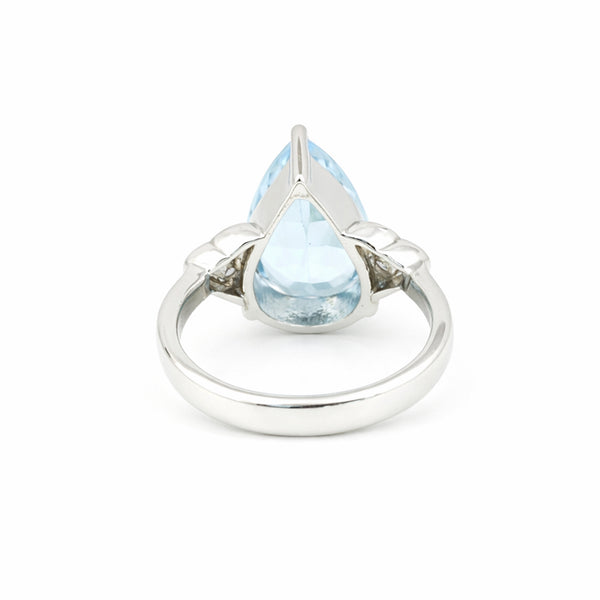 Aquamarine Pear Solitaire Gemstone Ring 2.55 Ct. 925 Sterling Silver Women Gift